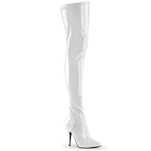 Pleaser SEDUCE-3000 Damen Stiefel, Weiß (Wht Str Pat), 39 von Pleaser