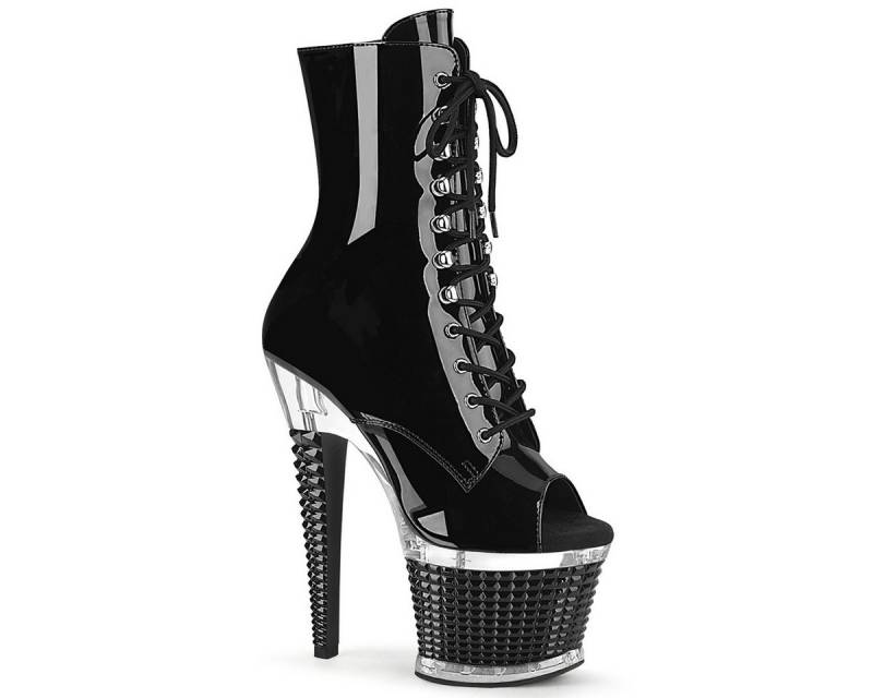Pleaser SPECTATOR-1021 Pleaser Peep Toe High Heels Plateaustiefeletten schwarz High-Heel-Stiefel von Pleaser