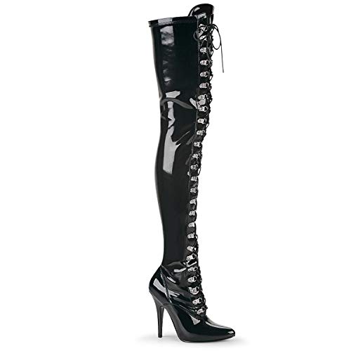 Pleaser Seduce-3024, Damen Ungefüttert Classics Langschaft Stiefel & Stiefeletten, Schwarz (Schwarz (Blk Str Pat)), 43 EU (10 UK) von Pleaser