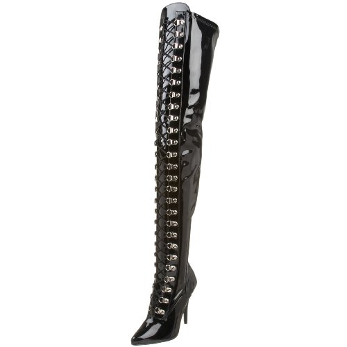 Pleaser Seduce-3024, Damen Ungefüttert Classics Langschaft Stiefel & Stiefeletten, Schwarz (Schwarz (Blk Str Pat)), 45 EU (12 UK) von Pleaser