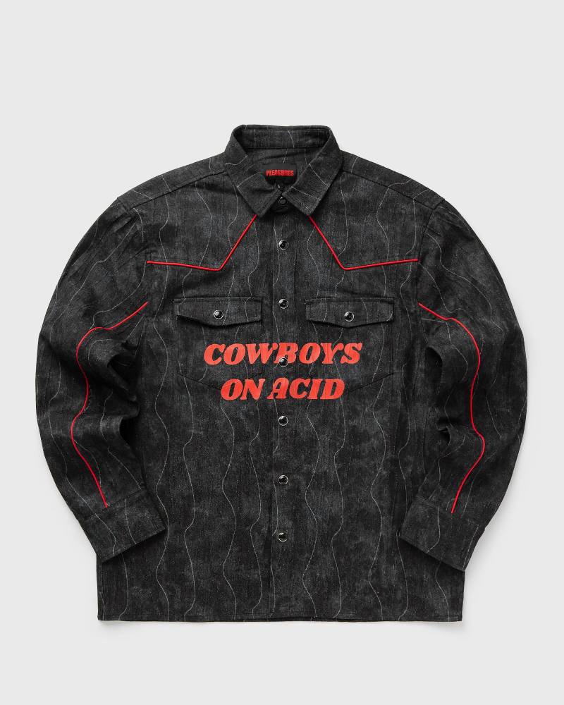 Pleasures ACID COWBOY DENIM SHIRT men Overshirts|Shortsleeves black in Größe:M von Pleasures