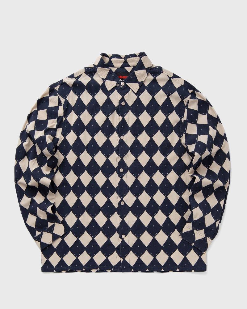 Pleasures DIAMOND BUTTON DOWN men Longsleeves blue|beige in Größe:M von Pleasures