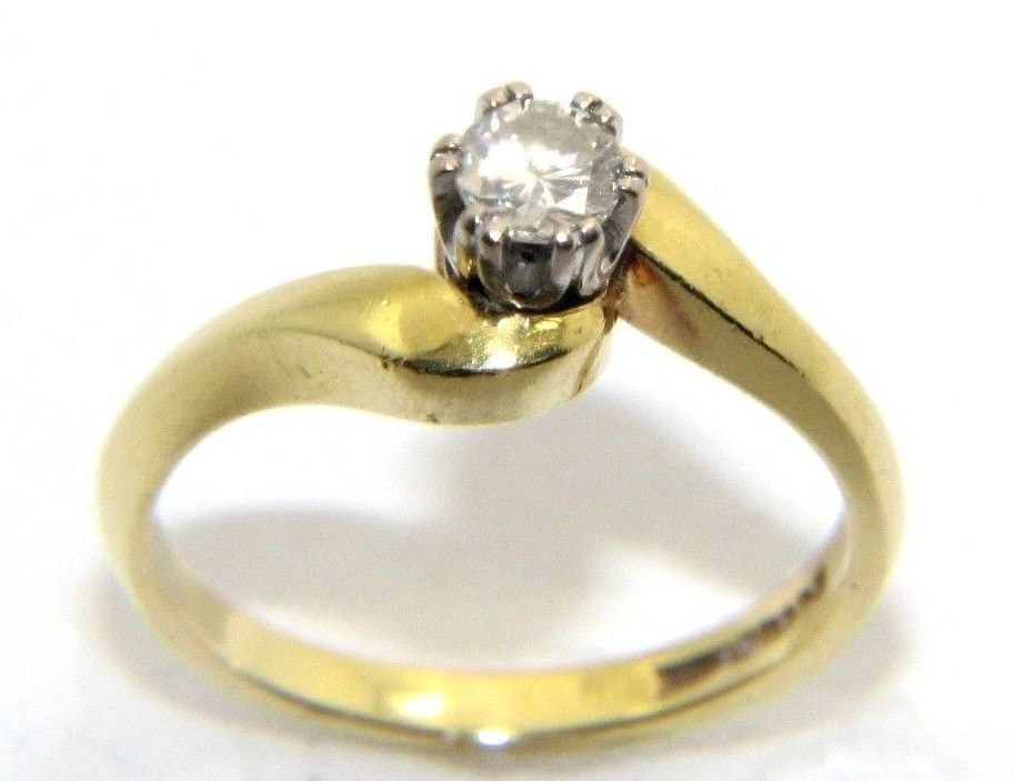Damen 18 Karat Gelbgold Solitär Diamant Verlobungsring Gr. N 1/2 Ref 46465 von PledgeJewellers