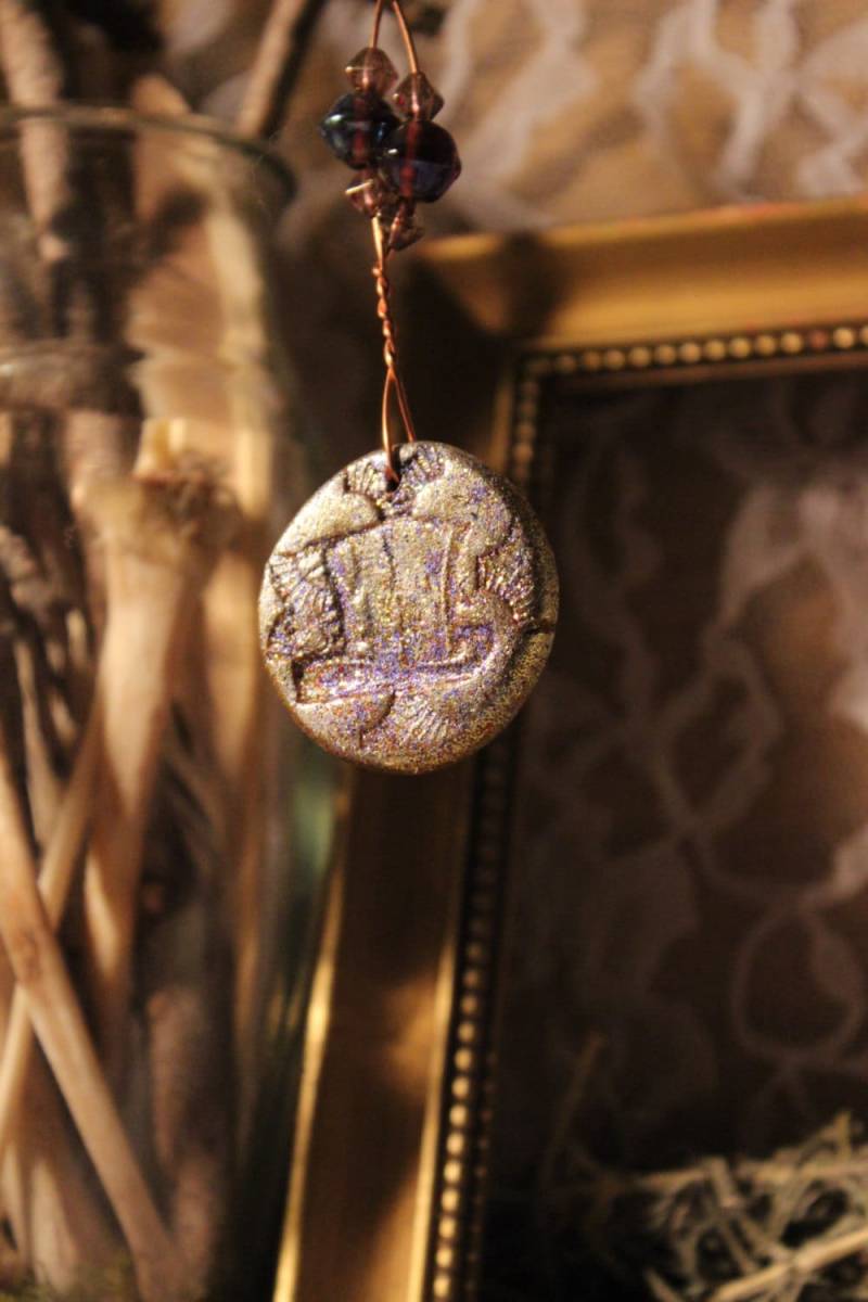 Zylinder - Geformten Ton Wachs Stempel Jahrgang Kupfer Buchdruck & Knopf Stempeln Halskette von PleiadiaJewels