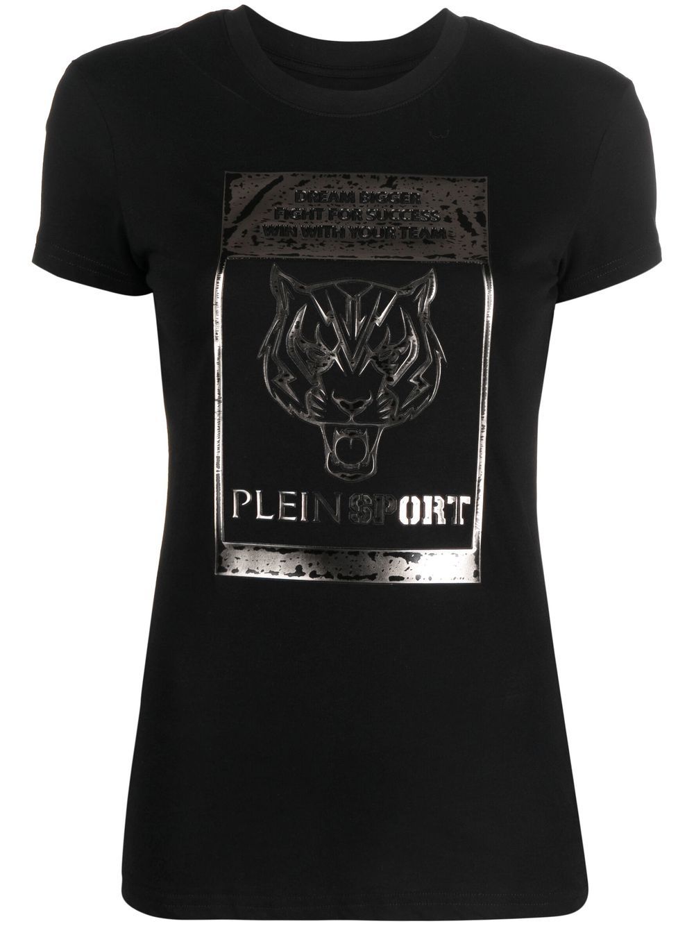 Plein Sport Eng anliegendes T-Shirt mit Tiger - Schwarz von Plein Sport
