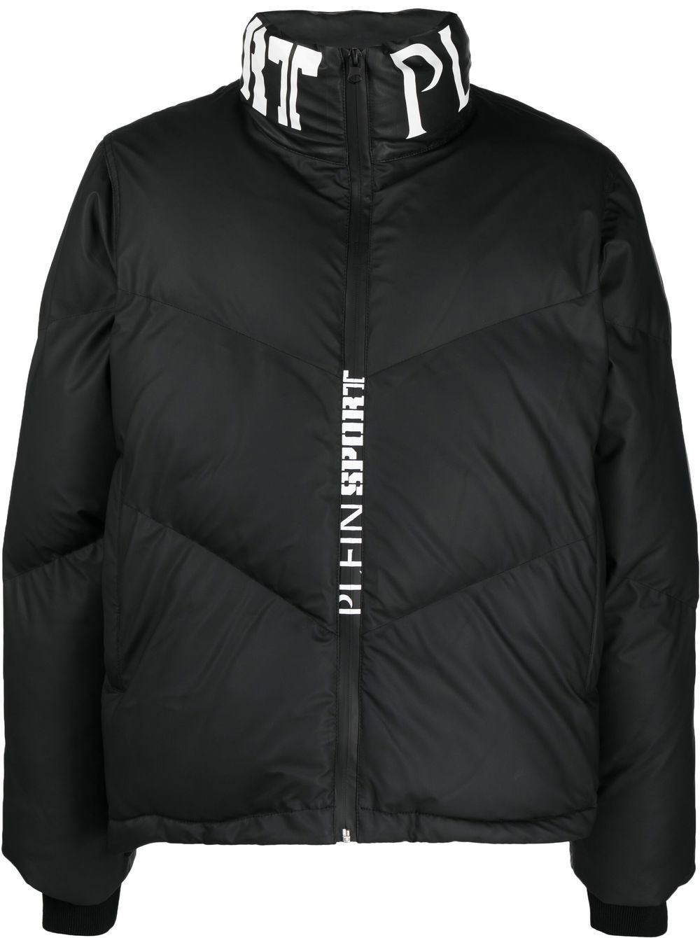 Plein Sport Gefütterte Jacke mit Logo-Print - Schwarz von Plein Sport