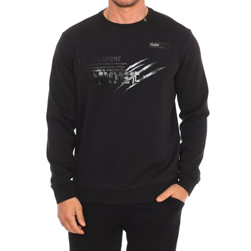 Plein Sport Herren-Sweatshirt mit langen Ärmeln und Rundhalsausschnitt, FIPSG601, Schwarz , Large von Plein Sport