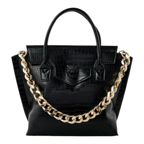 Plein Sport Unisex MEDIUM Tote Devon Cocco Handtasche, Black von PLEIN SPORT