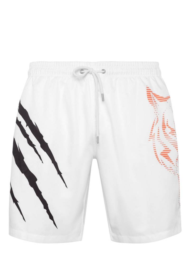 Plein Sport Badeshorts mit grafischem Print - Weiß von Plein Sport