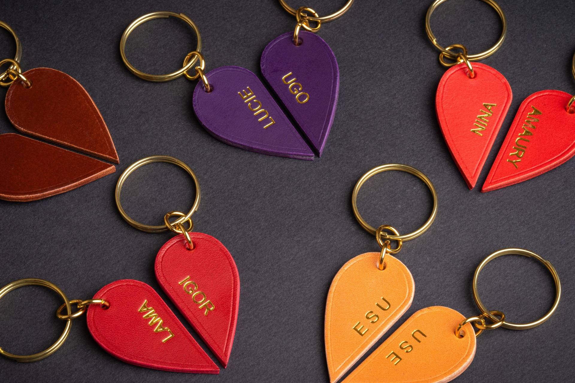 Geteilter Herz-Schlüsselanhänger - Aus Vollnarbenleder von PleineFleur