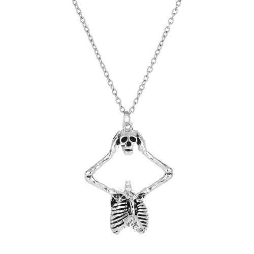 Plikin Totenkopf-Halskette für Herren, Skelett, Halloween-Halskette für Damen, Punk, Gothic, Totenkopf, Schmuck, Geschenke von Plikin