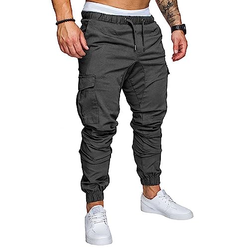 Cargo Hosen Herren Chino Cargohose Herren Baumwolle Jogginghose Herren Freizeithose Cargo Pants mit Taschen M Grau von Plilima