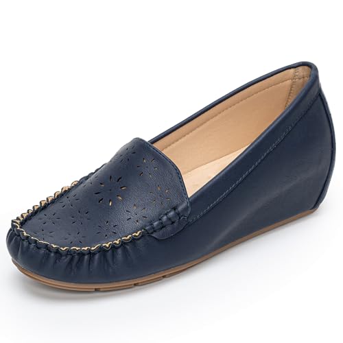 Plilima Damen Loafers Keilabsatz Slip On Mokassins Bequem (B_Blau,41) von Plilima
