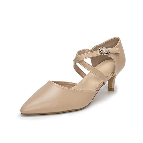 Plilima Damen Pumps Riemchen High Heels Spangenpumps Elegant Abendschuhe Frauen Hochzeitsschuhe Stilettos Festliche Schuhe Sandalen (Braun,38) von Plilima