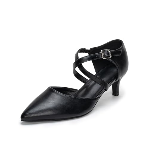 Plilima Damen Pumps Riemchen High Heels Spangenpumps Elegant Abendschuhe Frauen Hochzeitsschuhe Stilettos Festliche Schuhe Sandalen (Schwarz,40) von Plilima