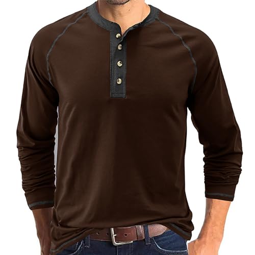 Plilima Henley Shirt Herren Langarm Shirt Regular Fit Langarmshirts Für Herren Tshirt Bronze M von Plilima