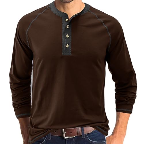 Plilima Henley Shirt Herren Langarm Shirt Regular Fit Langarmshirts Für Herren Tshirt Bronze XL von Plilima