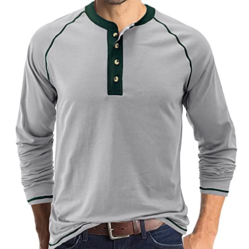 Plilima Henley Shirt Herren Langarm Shirt Regular Fit Langarmshirts Für Herren Tshirt Hellgrau L von Plilima