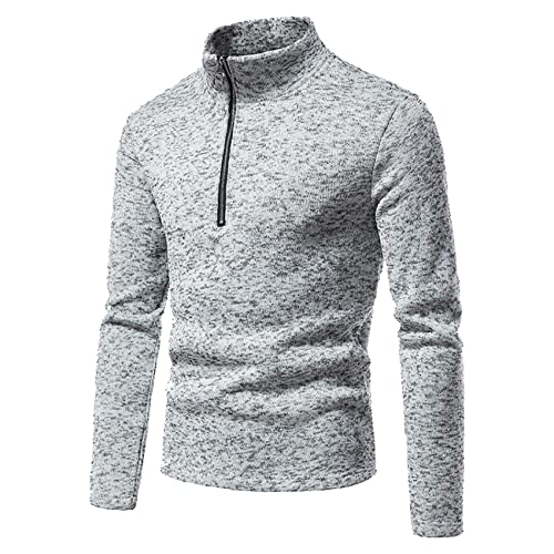 Plilima Herren-Fleece-Sweatshirt mit halbem Reißverschluss, atmungsaktiv, Thermo-Pullover, leichtes Oberteil für Winter, Grey, XL von Plilima