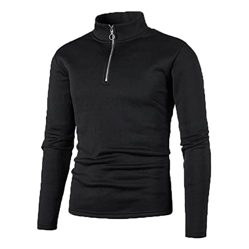 Plilima Herren-Fleece-Sweatshirt mit halbem Reißverschluss, atmungsaktiv, Thermo-Pullover, leichtes Oberteil für Winter, Schwarz , M von Plilima