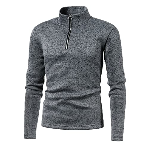 Plilima Herren-Fleece-Sweatshirt mit halbem Reißverschluss, atmungsaktiv, Thermo-Pullover, leichtes Oberteil für Winter, dunkelgrau, XXL von Plilima