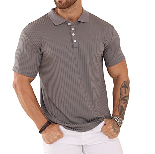 Plilima Poloshirt Herren Kurzarm Golf Poloshirt Herren Polohemd Polo Shirts Männer Polo Tshirt Grau M von Plilima