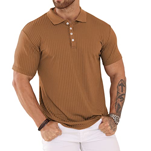 Plilima Poloshirt Herren Kurzarm Golf Poloshirt Herren Polohemd Polo Shirts Männer Polo Tshirt Khaki M von Plilima