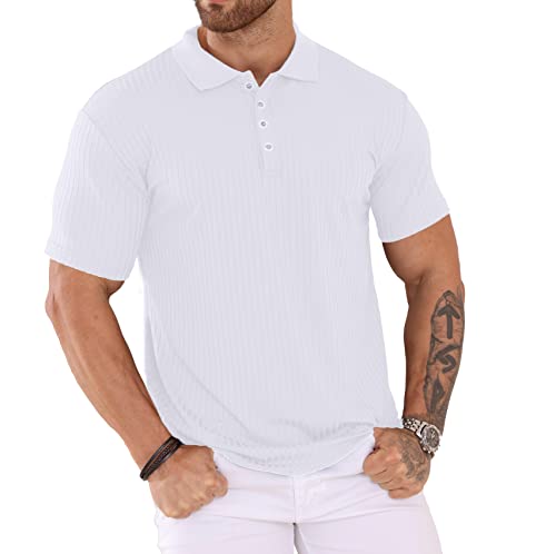 Plilima Poloshirt Herren Kurzarm Golf Poloshirt Herren Polohemd Polo Shirts Männer Polo Tshirt Weiß XL von Plilima