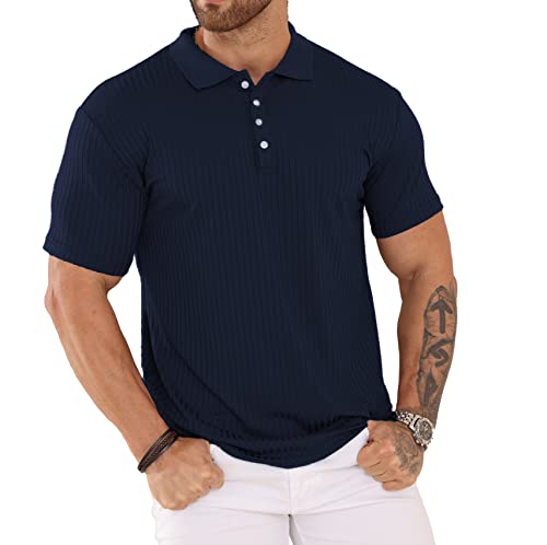 Plilima Poloshirt Herren Kurzarm Golf Poloshirt Herren Polohemd Polo Shirts Männer Polo Tshirt Blau L von Plilima