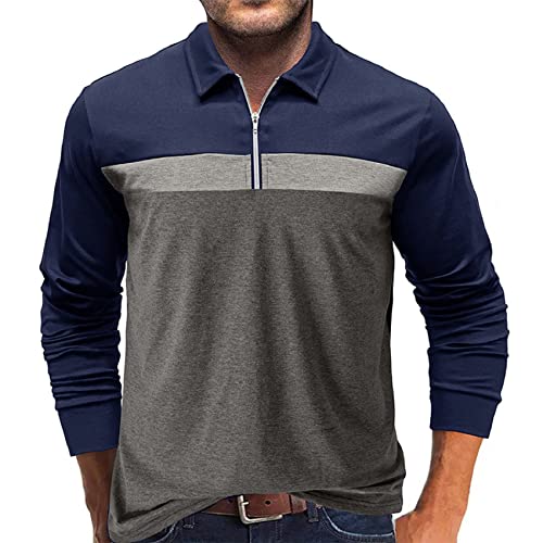 Plilima Poloshirt Herren Langarm Kontrastfarben Golf Poloshirt Herren Tennis Shirt Herren Polohemd Polo Shirts von Plilima