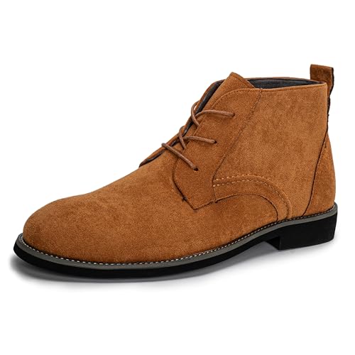 Plilima Stiefeletten Herren Stiefel Boots Schnürstiefeletten Klassische Ungefüttert Männer Chukka Boot Rutschfeste （Wildleder Braun,44） von Plilima