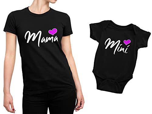 Mama Baby Partner Outfit 2er Set - Mama Und Mini Partnerlook - Süßes Mutter Baby Geschenk - Damenshirt Und Strampler Set von PlimPlom