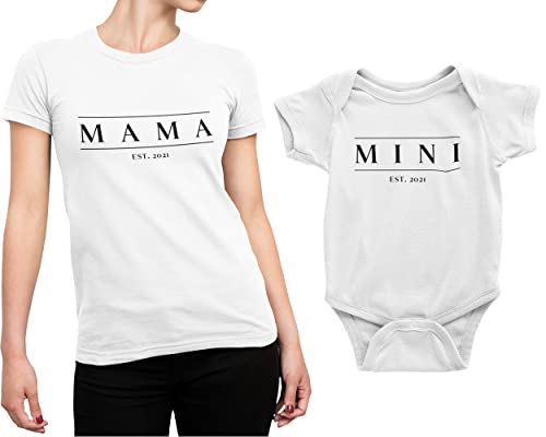 Mama Baby Partnerlook Set Personalisiert - Mama Und Mini - Mutter Baby Partnerlook Set - Mama Geschenk - Mama Tshirt Und Baby Body Kurzarm von PlimPlom