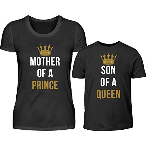 Mutter Sohn Partnerlook T-Shirt Set - Mother of A Prince Und Son of A Queen - Mama Kind Partnershirts - Mutter Sohn Geschenk von PlimPlom