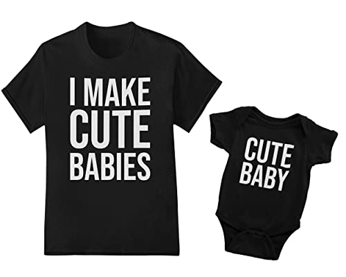 Vater Baby Partnerlook Set - Herren Shirt Und Baby Body Kurzarm - Papa Baby Partnerlook - Papa Baby Geschenk - Vater Baby Outfit - Vatertag (Cute Babies) von PlimPlom