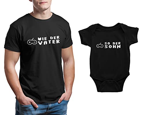 Vater Baby Partnerlook Set - Herren Shirt Und Baby Body Kurzarm - Papa Baby Partnerlook - Papa Baby Geschenk - Vater Baby Outfit - Vatertag (Gamer) von PlimPlom