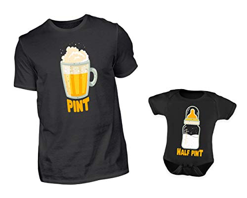 Vater Baby Partnerlook Set - Herren Shirt Und Baby Body Kurzarm - Papa Baby Partnerlook - Papa Baby Geschenk - Vater Baby Outfit - Vatertag (Pint) von PlimPlom