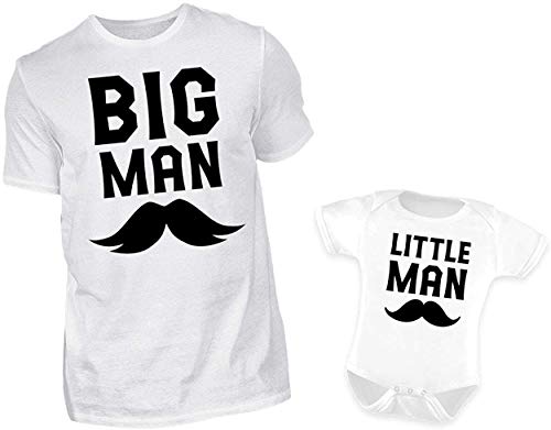 Vater Baby Partnerlook Set T-Shirt Und Baby Body Kurzarm Strampler Für Den Sohn Big Man Und Little Man Partneroutfit von PlimPlom