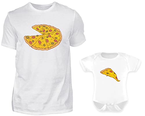 Papa Baby Partnerlook Set - Pizza Stück 2er Set - Vater Baby Partnerlook - Papa TShirt Baby Body Kurzarm von PlimPlom