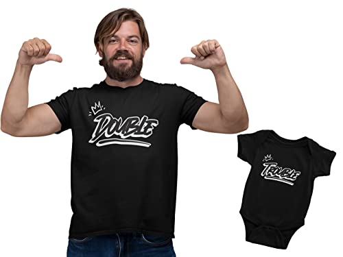 Vater Baby Partnerlook Set T-Shirt Und Babybody Strampler Für Den Sohn der Tochter Papa Und Baby Partnerlook Set Double Trouble 2er Set von PlimPlom