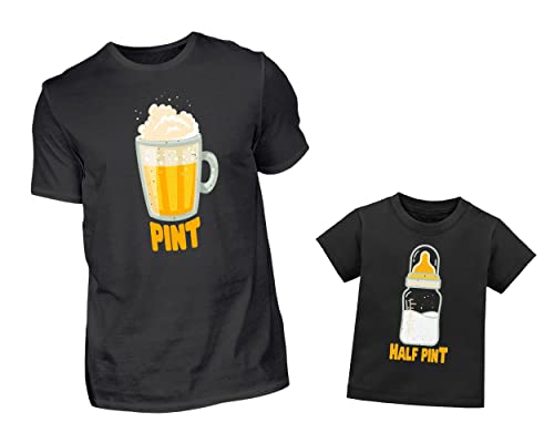 Vater Baby Partnerlook Set - T-Shirt Und Babyshirt - Bier Pint & Half Pint - Vater Sohn Tochter Geschenk - Papa Sohn Partnerlook von PlimPlom