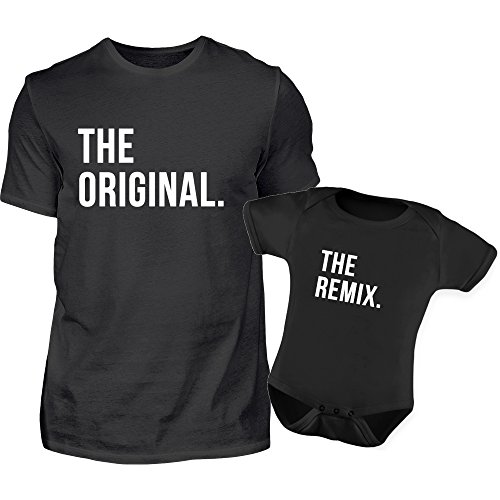 Vater Baby Partnerlook The Original The Remix T-Shirt Und Babybody Strampler Für Sohn Oder Tochter von PlimPlom