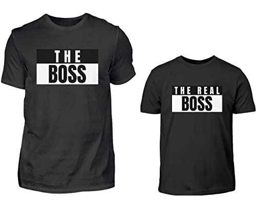 Vater Sohn Partnerlook T-Shirt Set Papa Kind Partnershirts The Boss Und The Real Boss Partneroutfit Vater Sohn Geschenk von PlimPlom