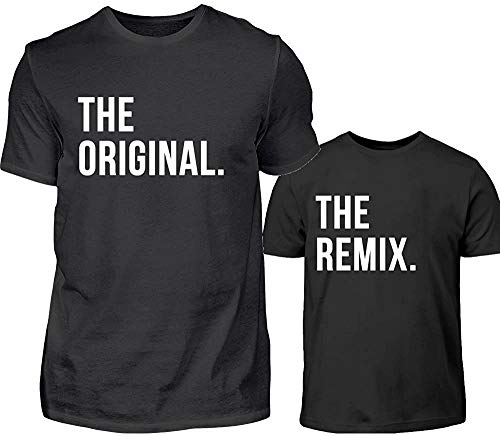 Vater Sohn Partnerlook T-Shirt Set The Original The Remix Papa Kind Partnershirts Für Sohn Oder Tochter (Schwarz) von PlimPlom