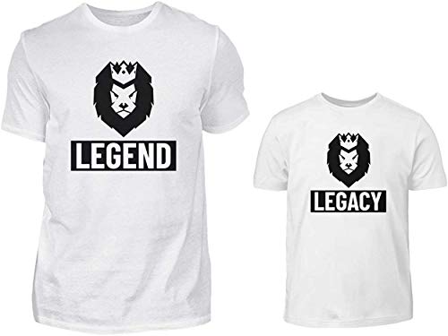 Vater Sohn T-Shirt Partnerlook Set Papa Kind Partnershirts Legend Und Legacy Löwe Partneroutfit von PlimPlom