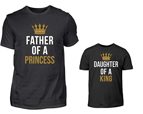 Vater Tochter Partnerlook T-Shirt Set Father of A Princess Und Daughter of A King Papa Kind Partnershirts von PlimPlom