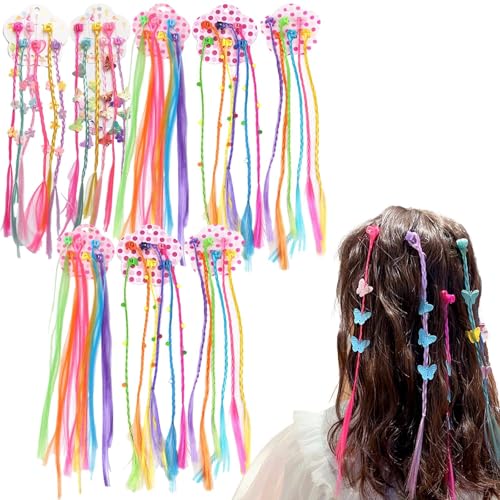 48 Stück Bunte Haarsträhnen mit Clips, Farbige Haarverlängerung für Kinder und Mädchen, Kunsthaar zum Einklipsen und Flechten, Haarschmuck für Party, Karneval, Festival und Geschenk von Plipdhy