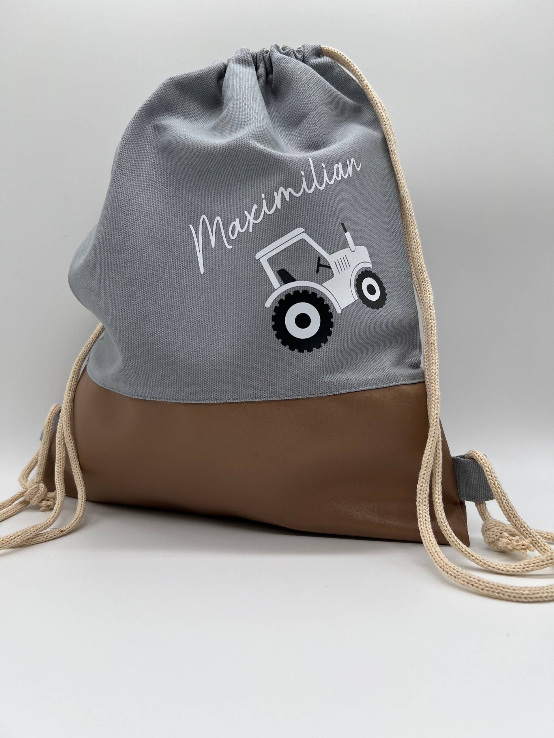 Kinder Beutel Turnbeutel Mit Tierlogo | Traktor Und Namen Personalisiert von Plotterduo