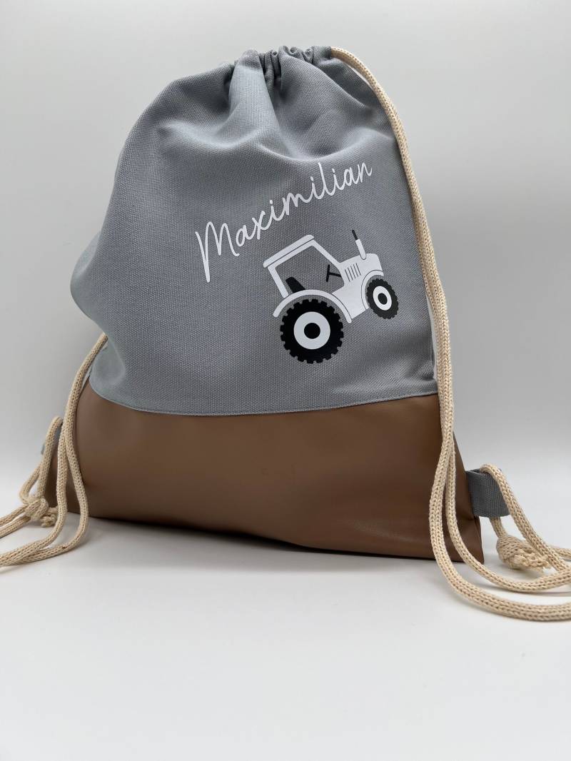 Kinder Beutel Turnbeutel Mit Tierlogo | Traktor Und Namen Personalisiert von Plotterduo