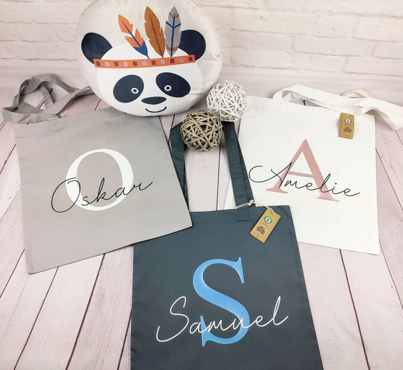 Einzigartige, Personalisierte Tragetasche Mit Namen Premium Bio Baumwolle Einkaufstasche Jutebeutel Stofftasche Stoffbeutel Wechselkleidung von Plotterlaune